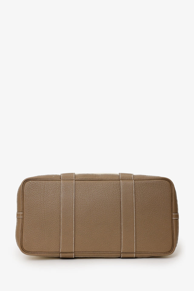 Hermes 2023 Beige Canvas/Taupe Negonda Leather Garden Party 36 Bag