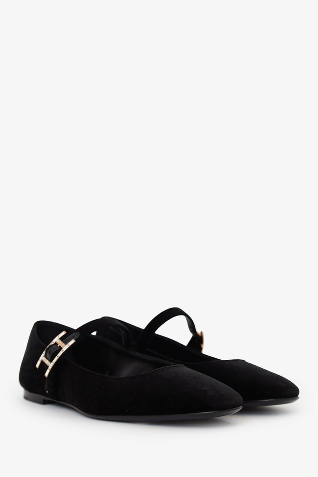 Hermes Black Velvet Jane Ballet Flat Size 37.5