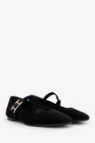 Hermes Black Velvet Jane Ballet Flat Size 37.5