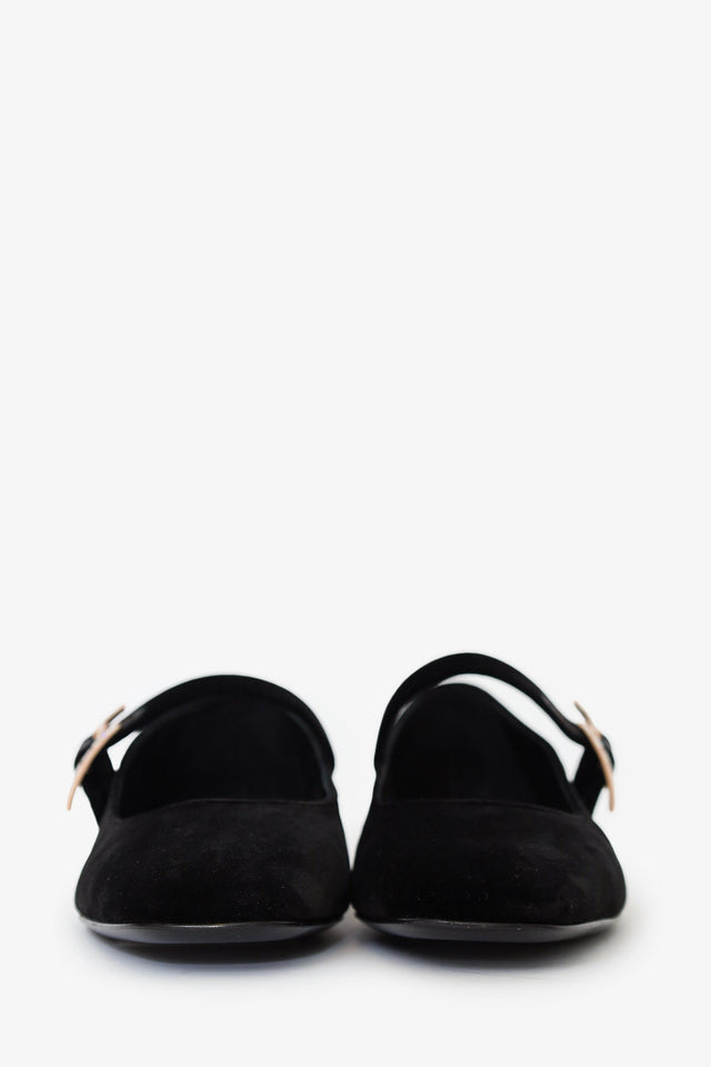Hermes Black Velvet Jane Ballet Flat Size 37.5