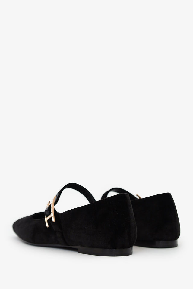 Hermes Black Velvet Jane Ballet Flat Size 37.5