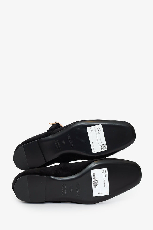 Hermes Black Velvet Jane Ballet Flat Size 37.5