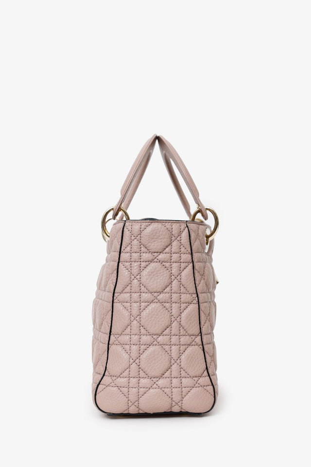 Christian Dior 2017 Powder Pink Supple Medium Lady Dior with Strap