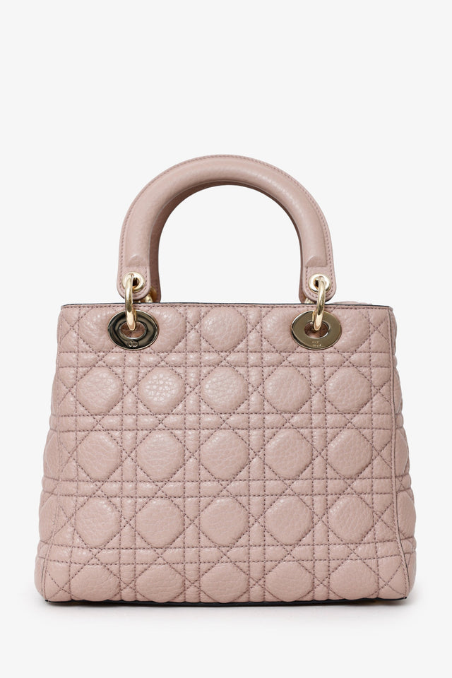 Christian Dior 2017 Powder Pink Supple Medium Lady Dior with Strap