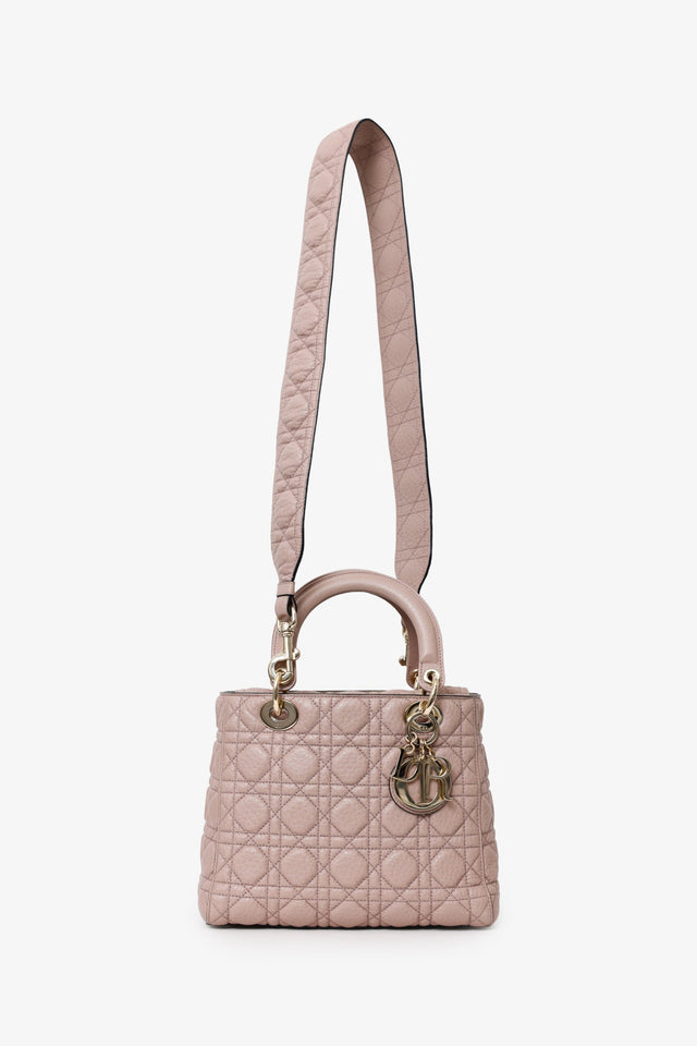 Christian Dior 2017 Powder Pink Supple Medium Lady Dior with Strap