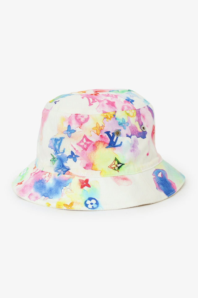 Louis Vuitton White/Multicolour Monogram Watercolour Cotton Reversible Bucket Hat Size 58
