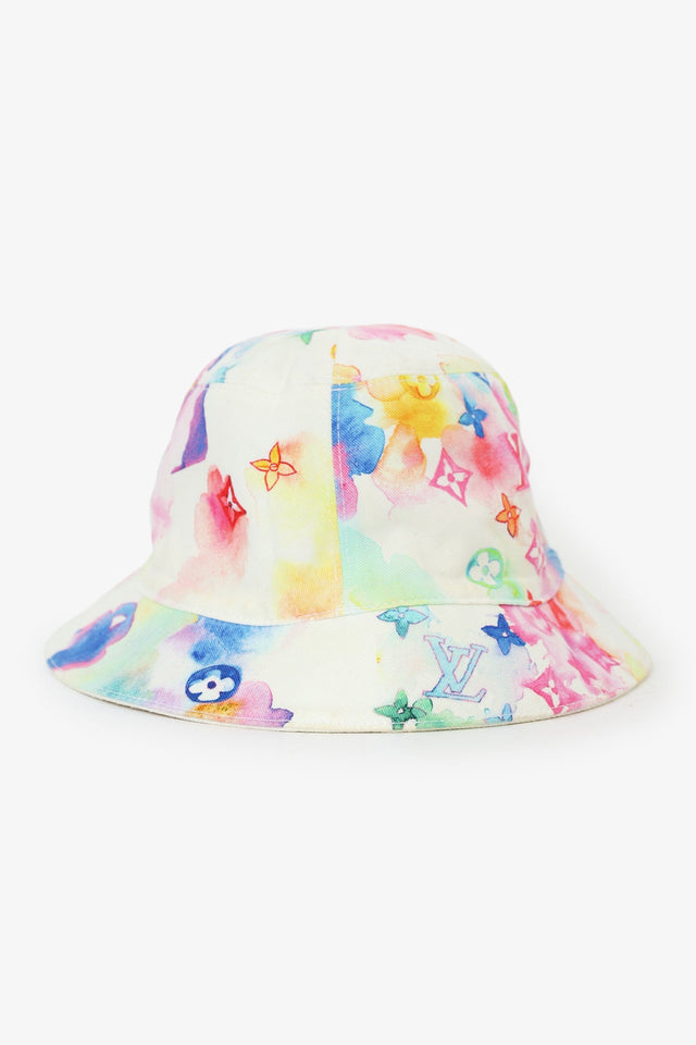 Louis Vuitton White/Multicolour Monogram Watercolour Cotton Reversible Bucket Hat Size 58