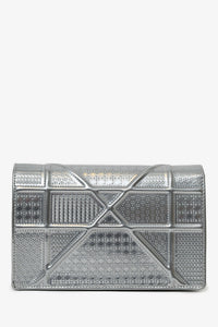 Christian Dior Metallic Patent Microcannage Diorama Wallet on Chain