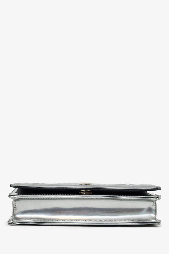 Christian Dior Metallic Patent Microcannage Diorama Wallet on Chain