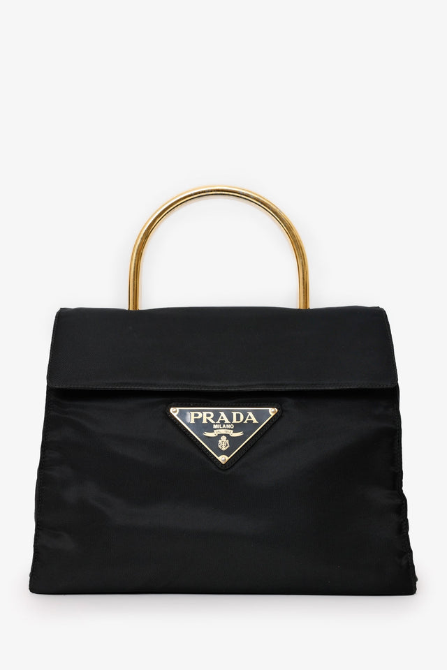Prada Black Nylon Tessuto Top Handle Bag