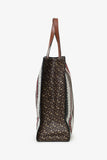 Burberry Bridle Brown TB Monogram Canvas Stripe Vertical Tote