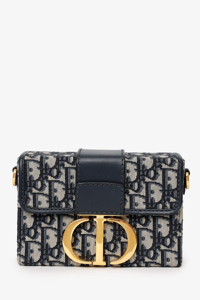 Christian Dior Navy Oblique Montaigne 30 Box Bag