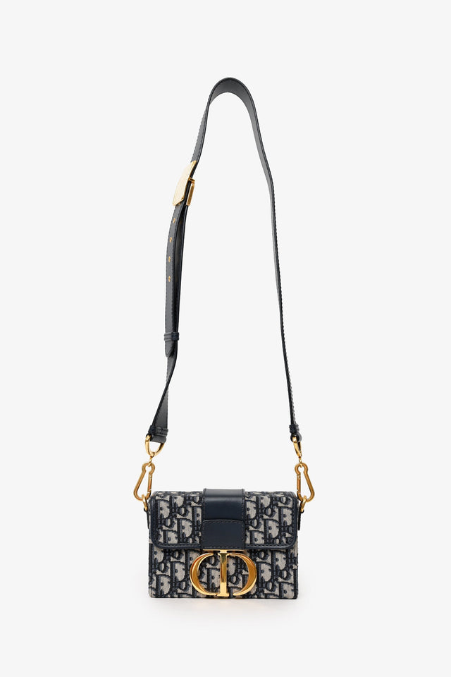Christian Dior Navy Oblique Montaigne 30 Box Bag