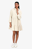 Christian Dior Cream Corduroy Logo Tiered Mini Dress Size 12+