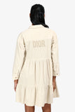 Christian Dior Cream Corduroy Logo Tiered Mini Dress Size 12+