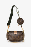 Louis Vuitton 2019 Monogram Multi Pochette Accessoires With Green Canvas Strap
