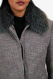 Christian Dior Multicolour/Grey Tweed Fox Fur Trim Collar Button Down Coat Size 36