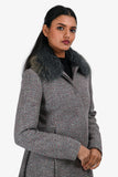 Christian Dior Multicolour/Grey Tweed Fox Fur Trim Collar Button Down Coat Size 36