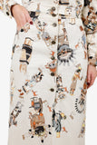 Hermes Vintage White Printed Jacket With Midi Skirt Set Size 40