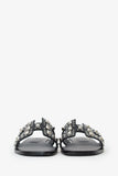 Hermes Black Leater Studded Oran Sandals Size 38