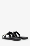 Hermes Black Leater Studded Oran Sandals Size 38