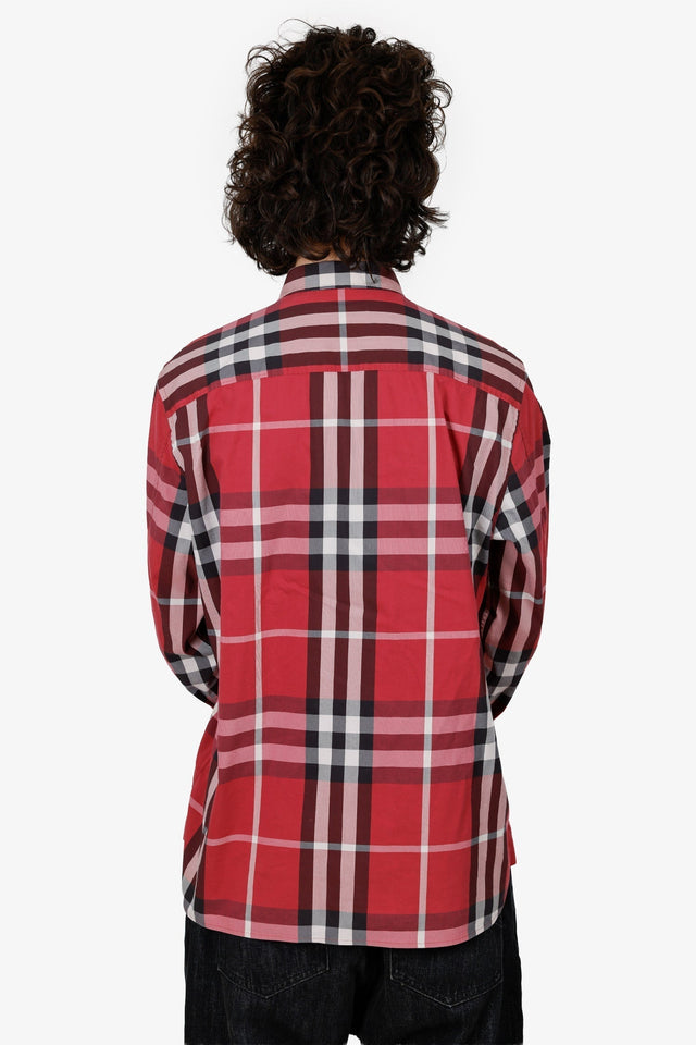 Burberry Red Cotton Button Down Shirt Size L Mens