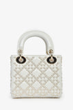 Christian Dior 2023 White Leather Pearl Mini Lady Dior