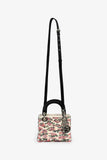 Christian Dior 2014 Cream Satin Multi Sequin Mini Lady Dior Top Handle with Strap