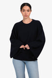 Hermes Navy Cashmere Long Sleeve Wide Sleeve Sweater Size 38