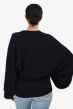 Hermes Navy Cashmere Long Sleeve Wide Sleeve Sweater Size 38