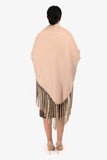 Hermes Beige Cashmere Leather Fringe Shawl One Size