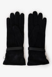 Hermes Black Suede Jade Gloves With Strap
