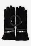 Hermes Black Suede Jade Gloves With Strap