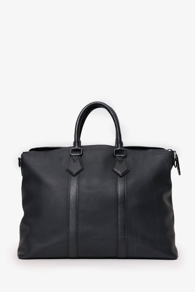 Louis Vuitton Black Grained Calfskin Aerogram LV Lock It Tote Bag With Strap
