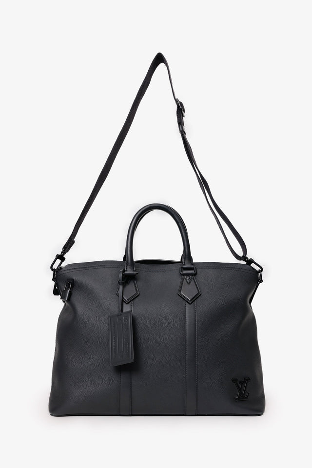 Louis Vuitton Black Grained Calfskin Aerogram LV Lock It Tote Bag With Strap