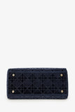 Christian Dior 2021 Blue Velvet 'Cannage D-Lite' Medium Bag With Strap