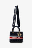 Christian Dior 2021 Blue Velvet 'Cannage D-Lite' Medium Bag With Strap