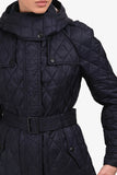 Burberry Navy Nylon Quilted Belted Short Coat Size S