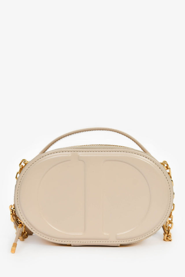 Christian Dior 2023 Beige Leather Oval Camera Crossbody Bag