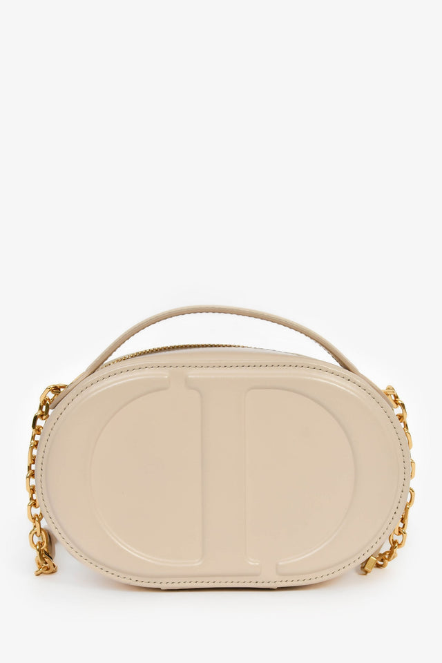 Christian Dior 2023 Beige Leather Oval Camera Crossbody Bag