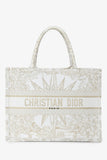 Christian Dior 2022 Metallic & White Canvas Medium Book Tote