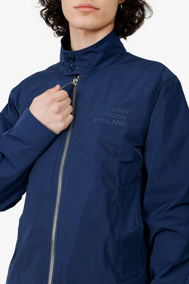 Burberry Navy Logo Print Zip-up Jacket Size S Mens