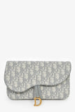 Christian Dior 2023 Grey Oblique Canvas Medium Saddle Pouch With Chain
