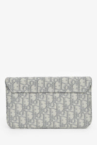 Christian Dior 2023 Grey Oblique Canvas Medium Saddle Pouch With Chain