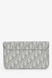 Christian Dior 2023 Grey Oblique Canvas Medium Saddle Pouch With Chain