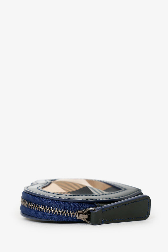 Burberry Black/Beige Patent/Canvas Nova Check Heart Coin Pouch