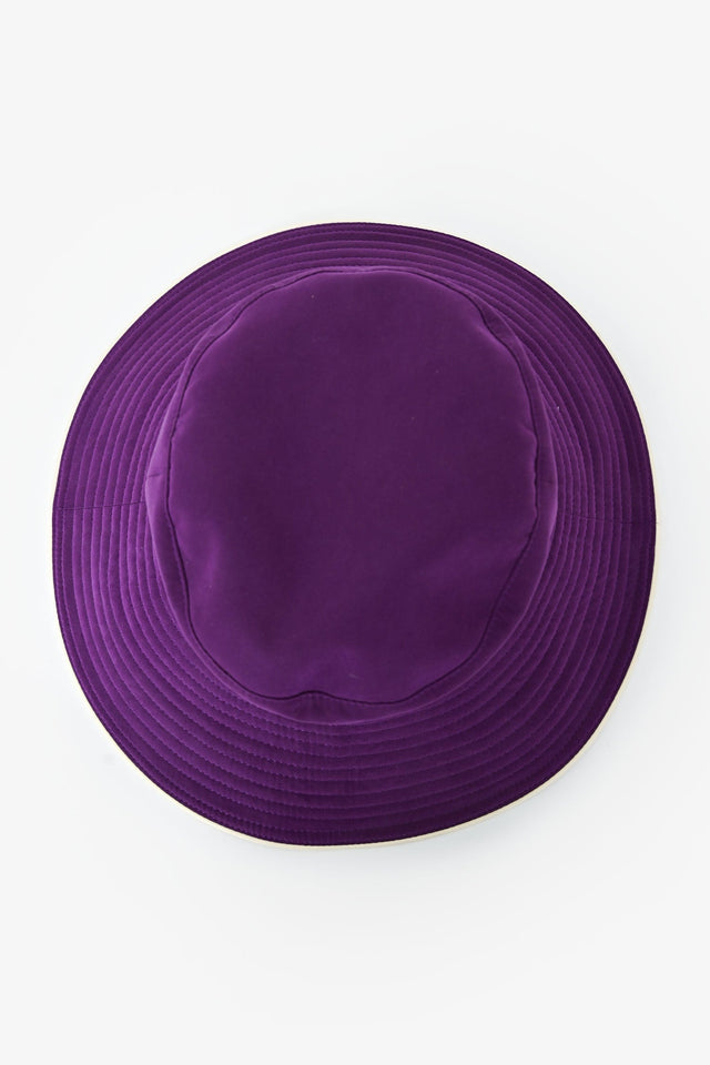 Hermes Purple Suede Leather Brim Hat Size 57