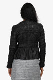Burberry Prorsum Black Leather Ruched Zip-Up Leather Jacket Size 38