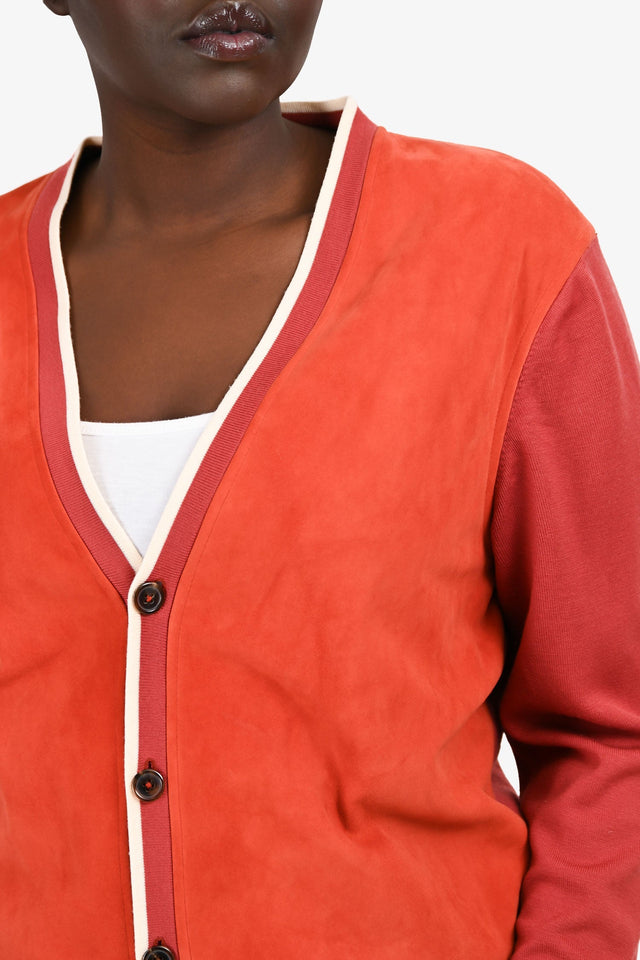 Hermes Orange Suede Leather/Wool Trim Detailed igan Size XL Men