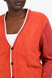 Hermes Orange Suede Leather/Wool Trim Detailed igan Size XL Men